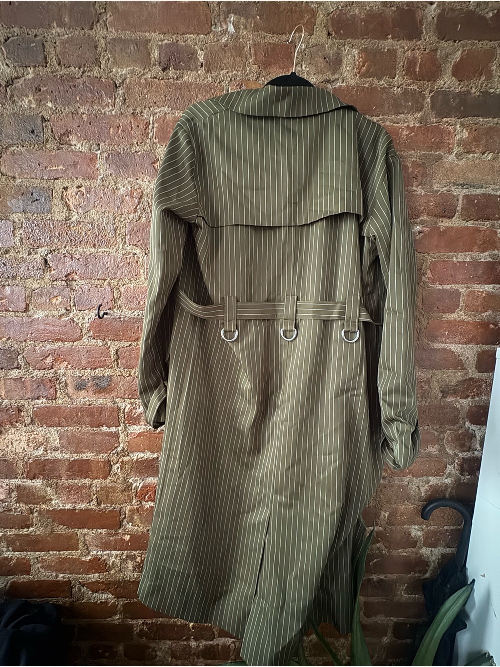 Free People Olive Pinstripe Trench Coat - Women